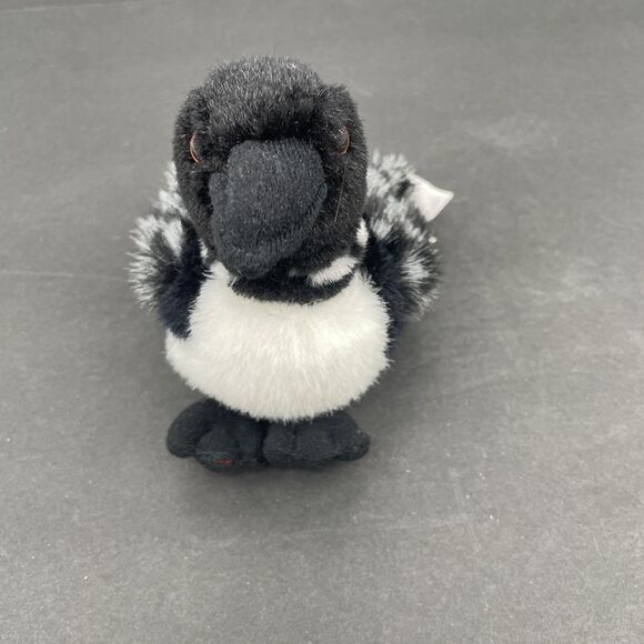 Maplefoot Babies Loon Bird Diver Plush Stuffed Toy Animal House Black White 6" - Picture 2 of 12